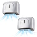 Automatic hand dryer with glossy white ABS housing and curved air outlet