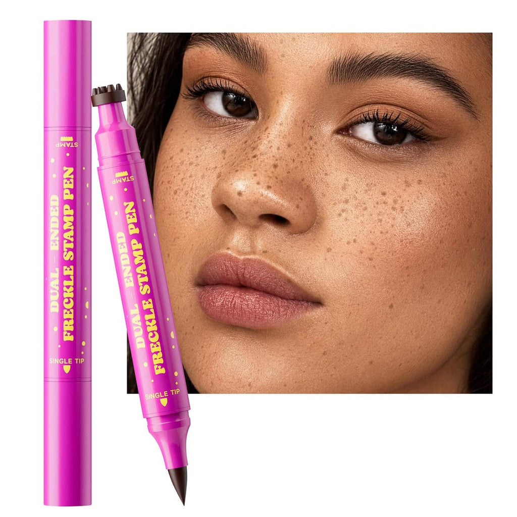 Freckle stamp pen with pointed precision tip and sponge stamp, pink dual tips