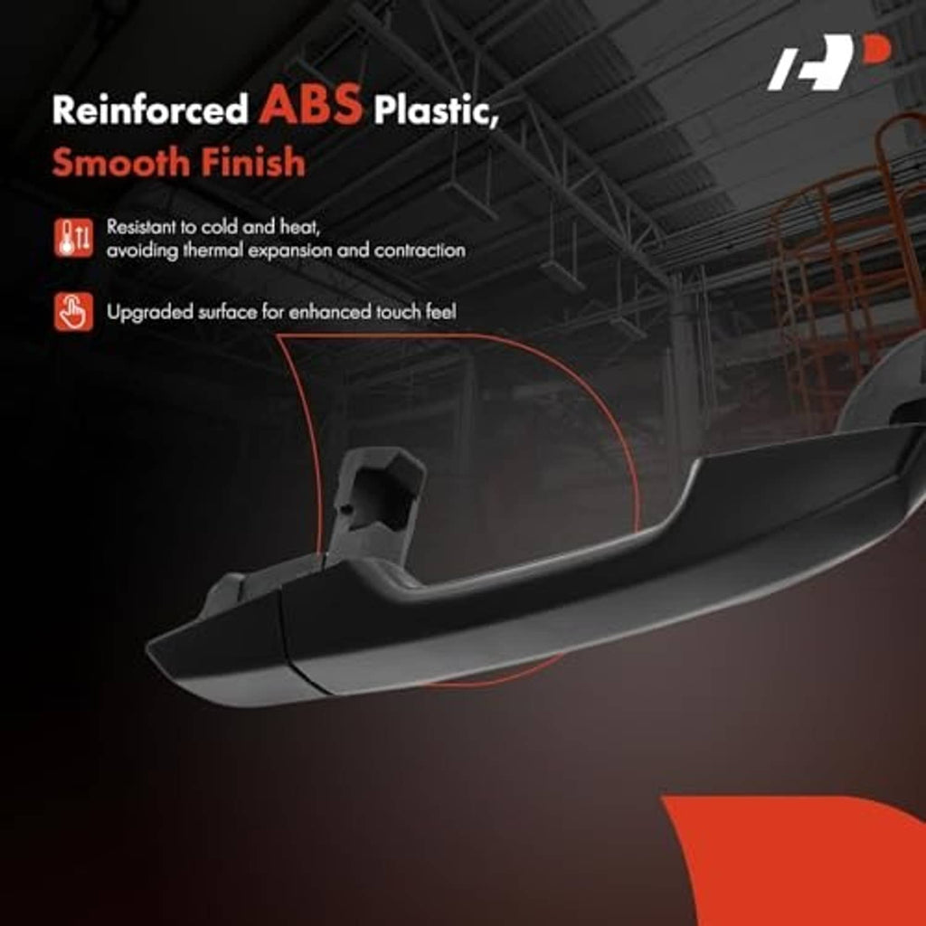 Black exterior door handle with smooth finish and reinforced ABS body
