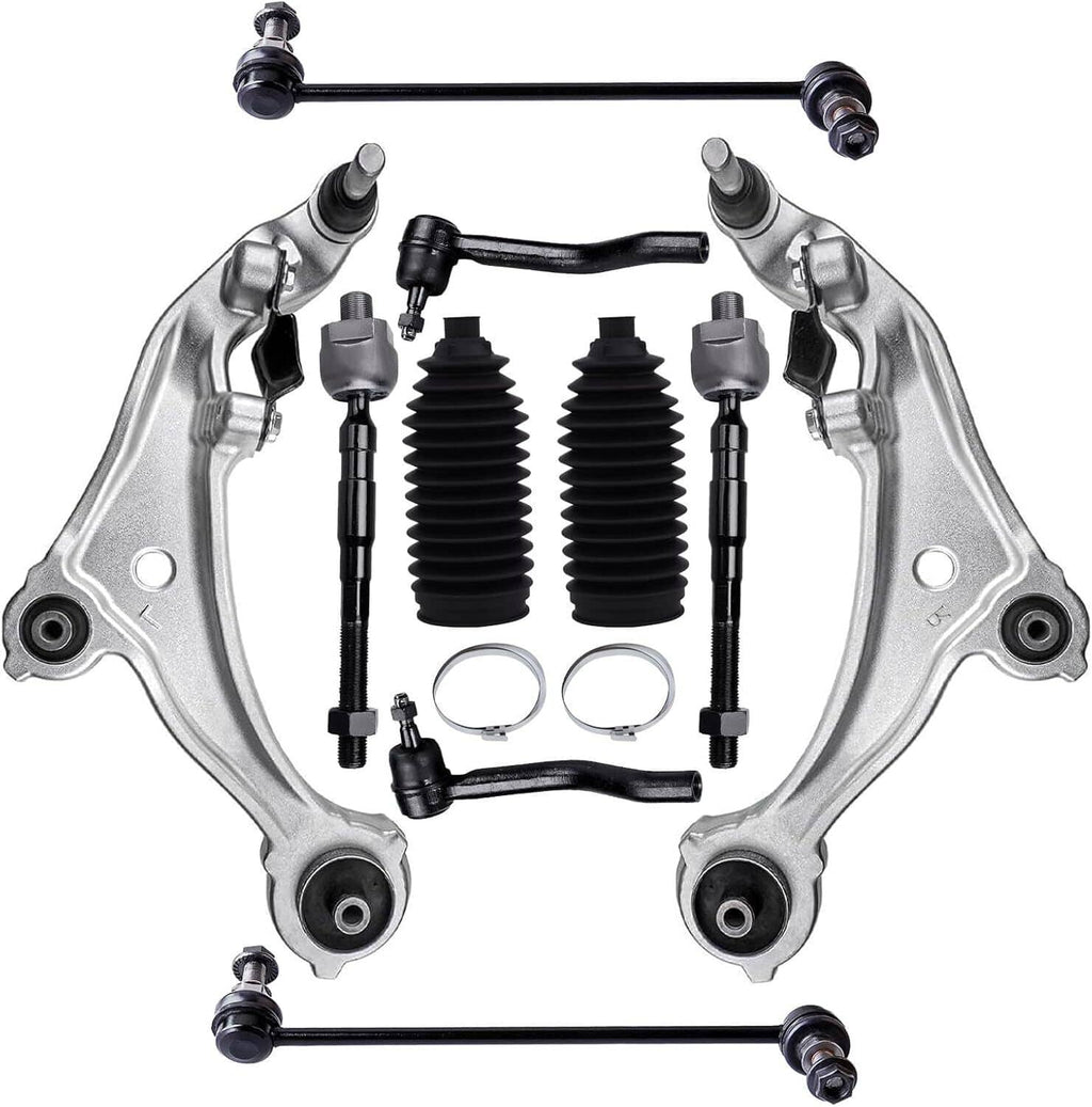Front suspension control arm set with ball joints and rubber boots
