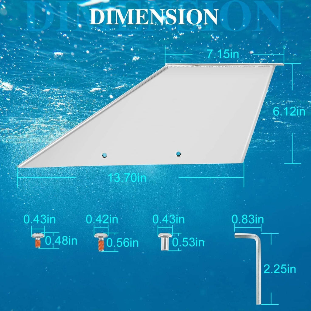 Skeg guard protector dimension diagram with 13.70 in length and 7.15 in width