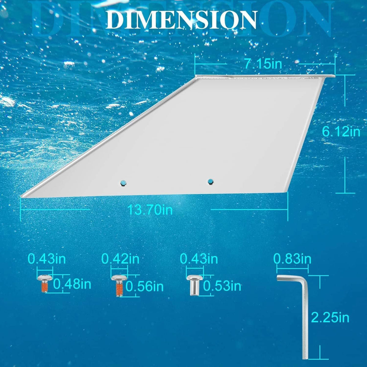 Skeg guard protector dimension diagram with 13.70 in length and 7.15 in width