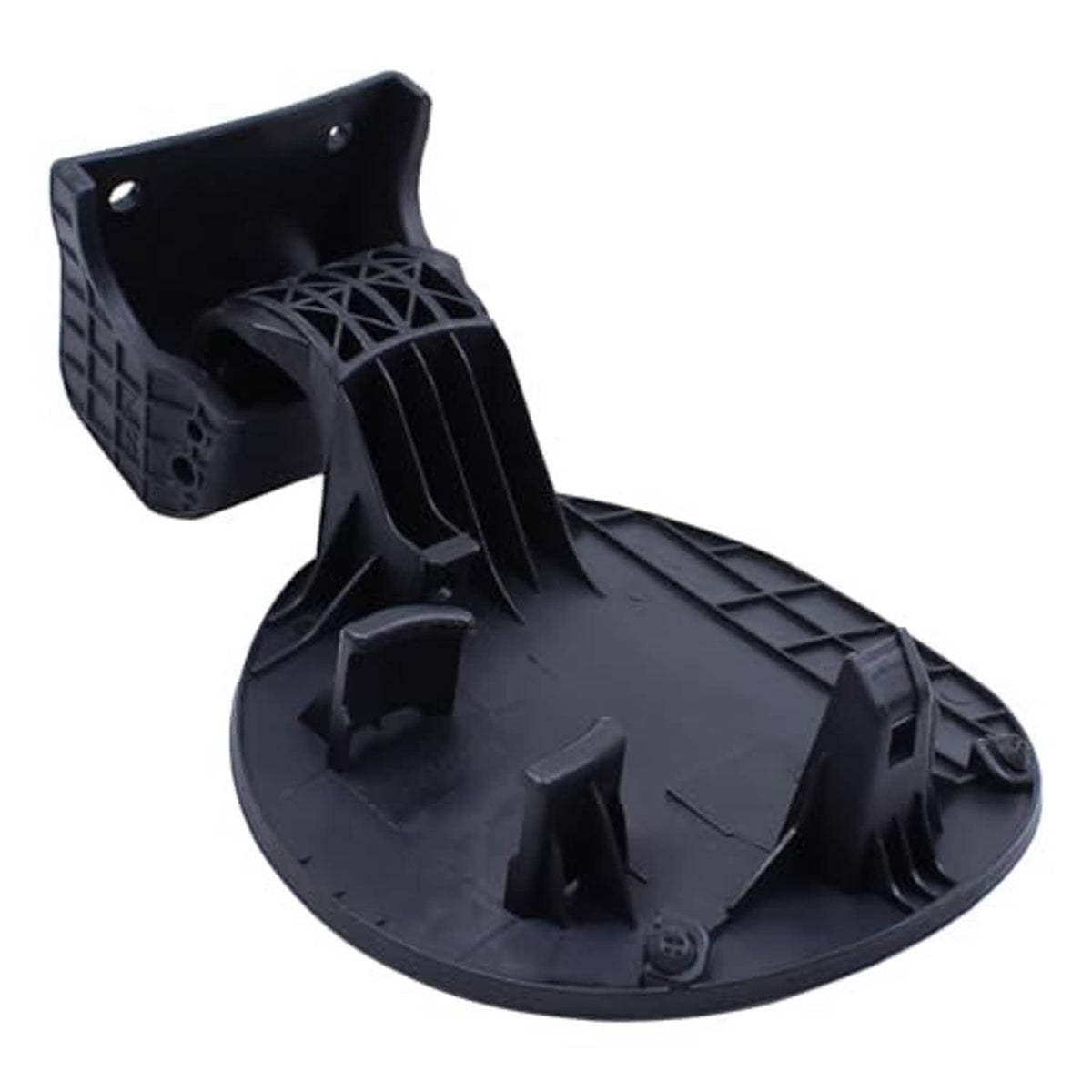 Fuel filler door cover underside with molded ribs and locking tabs