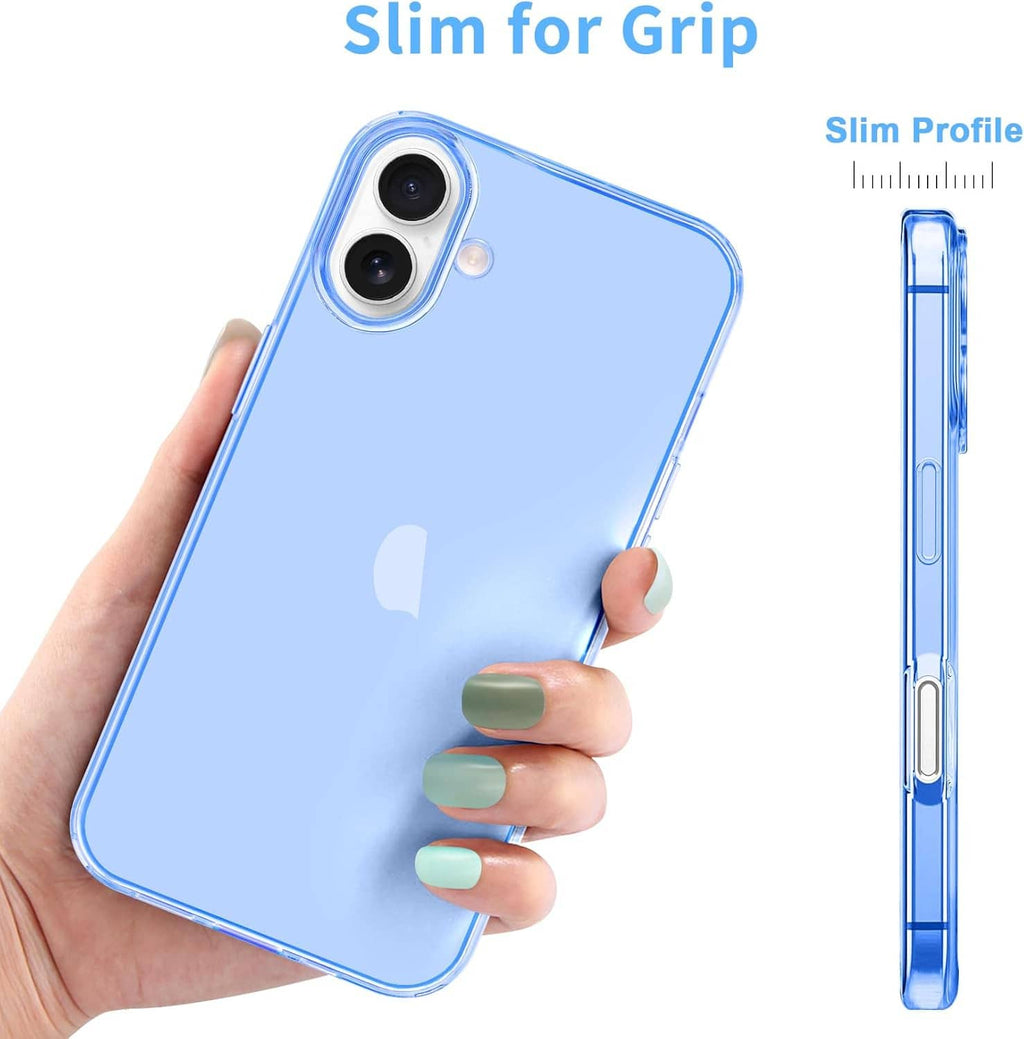 Slim clear TPU iPhone 16 Plus case with grip-friendly edges