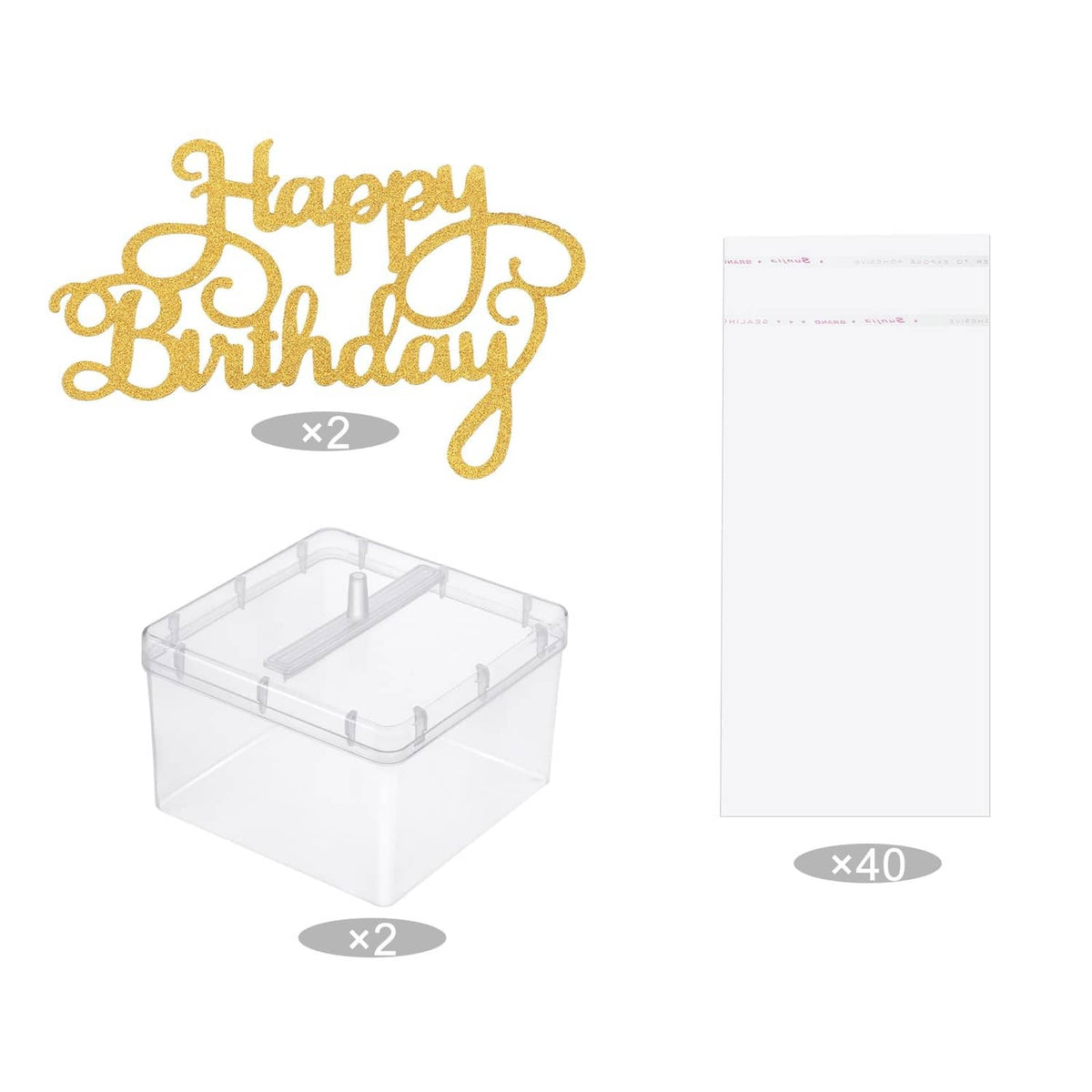 Birthday money pull-out kit with two clear plastic money boxes
