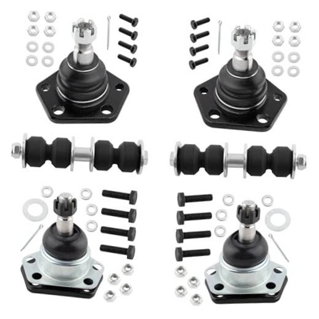 Front ball joint assemblies with black rubber boots and mounting hardware kit