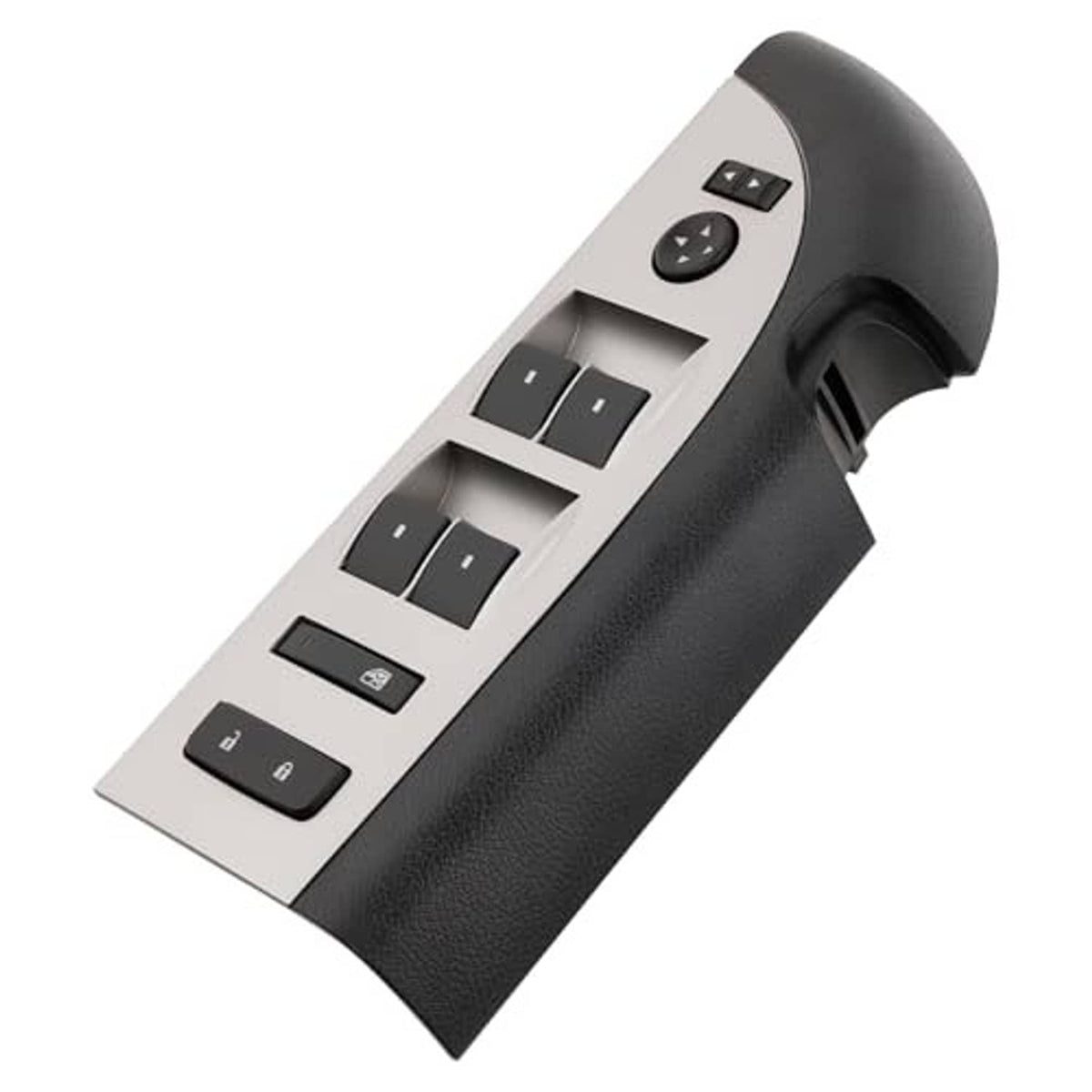 Black driver window switch panel with mirror control and four rocker switches