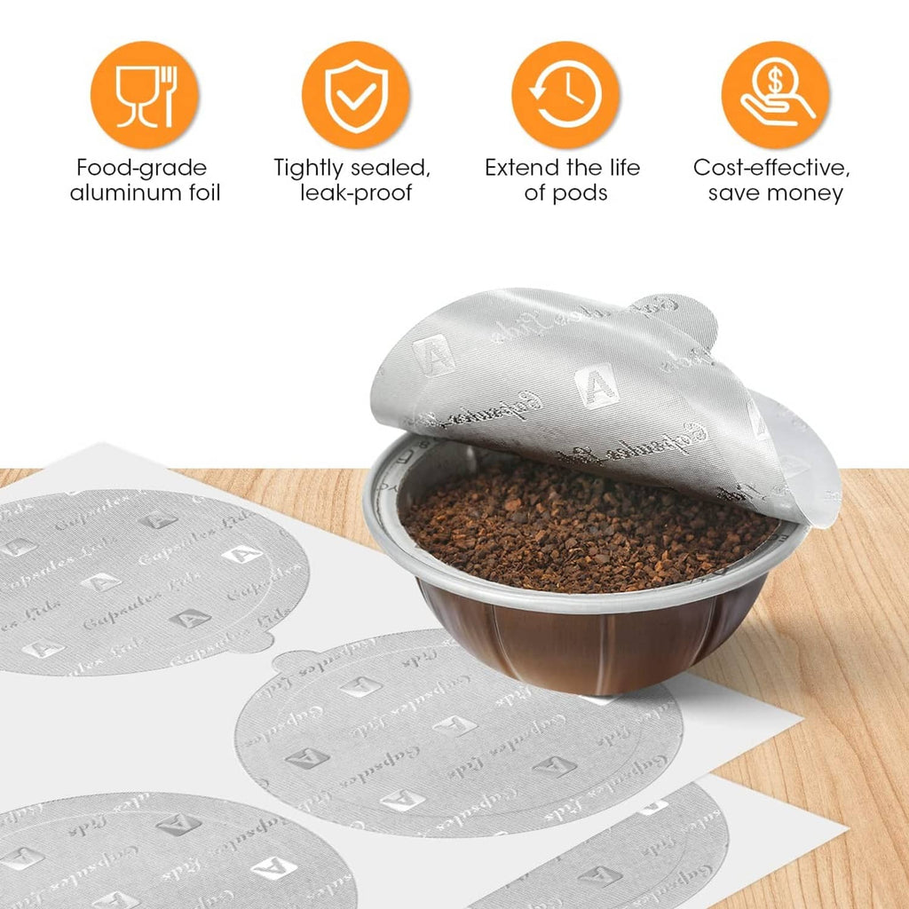 Aluminum foil seal lids forming a tight cover over filled reusable pod cup