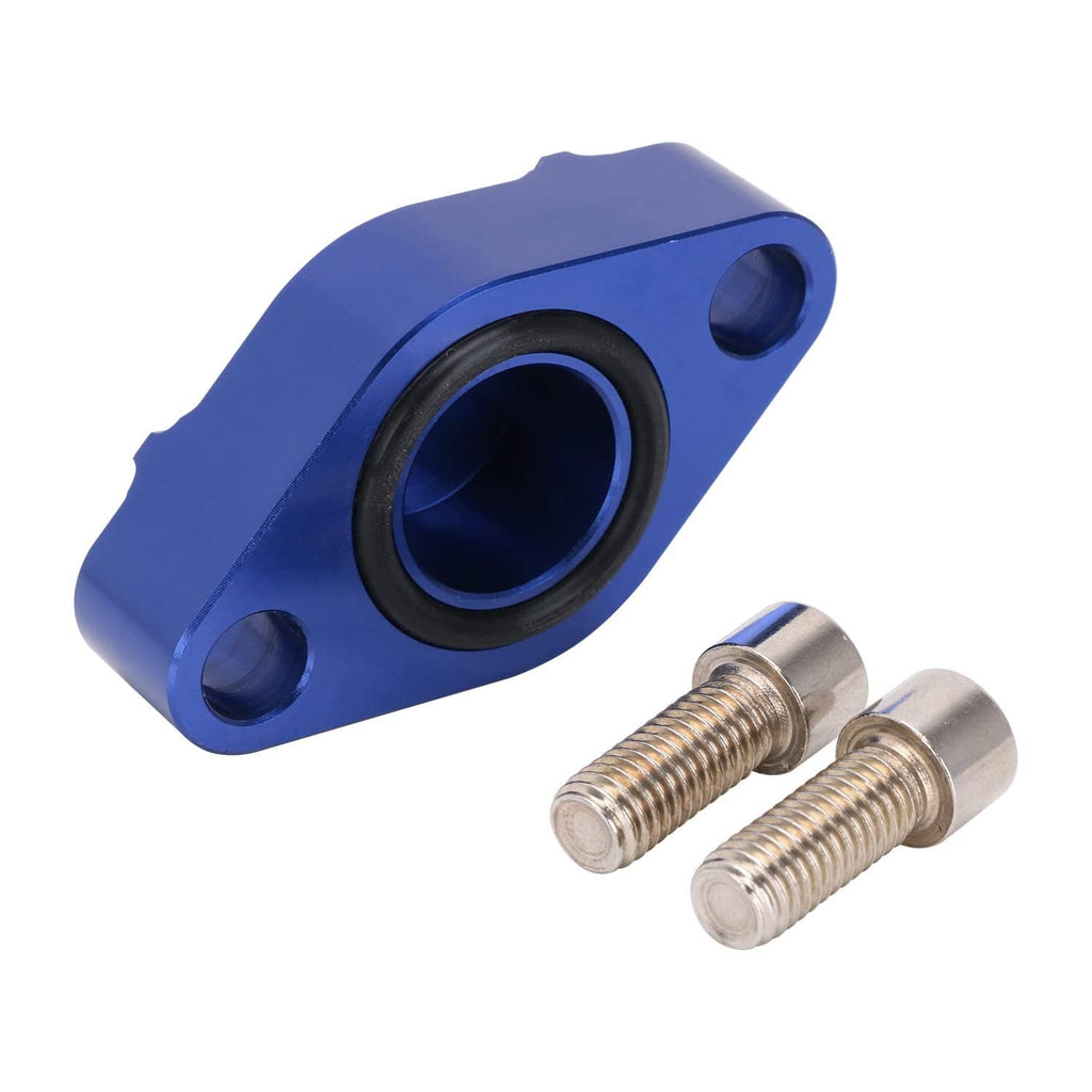 Blue parking brake block-off plate with black rubber insert and two bolts