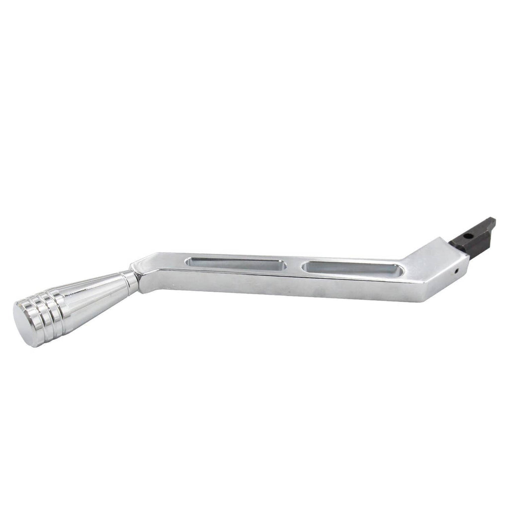Polished column shifter lever kit with chrome lever body and black mounting end