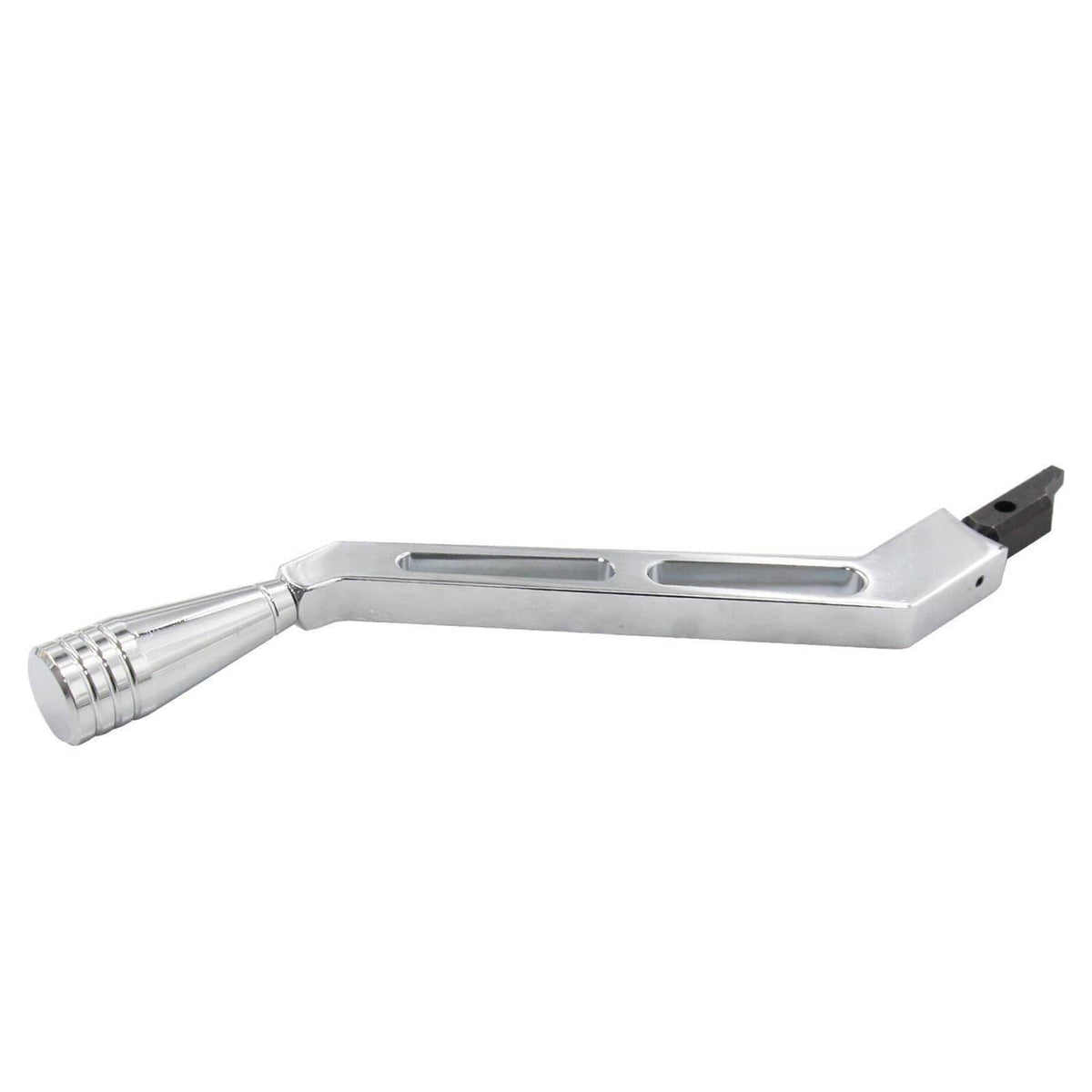 Polished column shifter lever kit with chrome lever body and black mounting end
