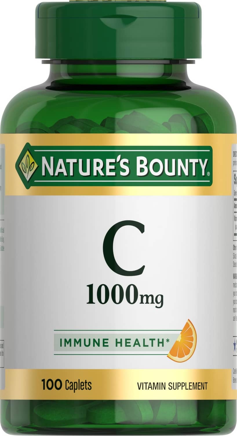 Nature’s Bounty Vitamin C 1000mg supplement bottle, 100 caplets