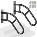 Pair of matte black C-shaped wall mounted safety grab handrails with non-slip grip