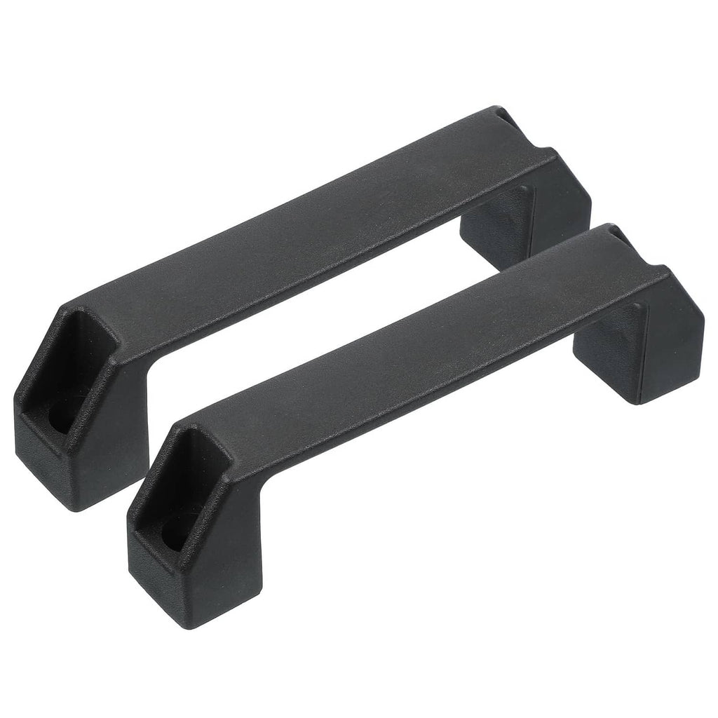 Black plastic pull handle with U-shaped finger grips and squared end supports