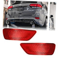 Pair of red rear bumper reflector light covers with textured lens pattern