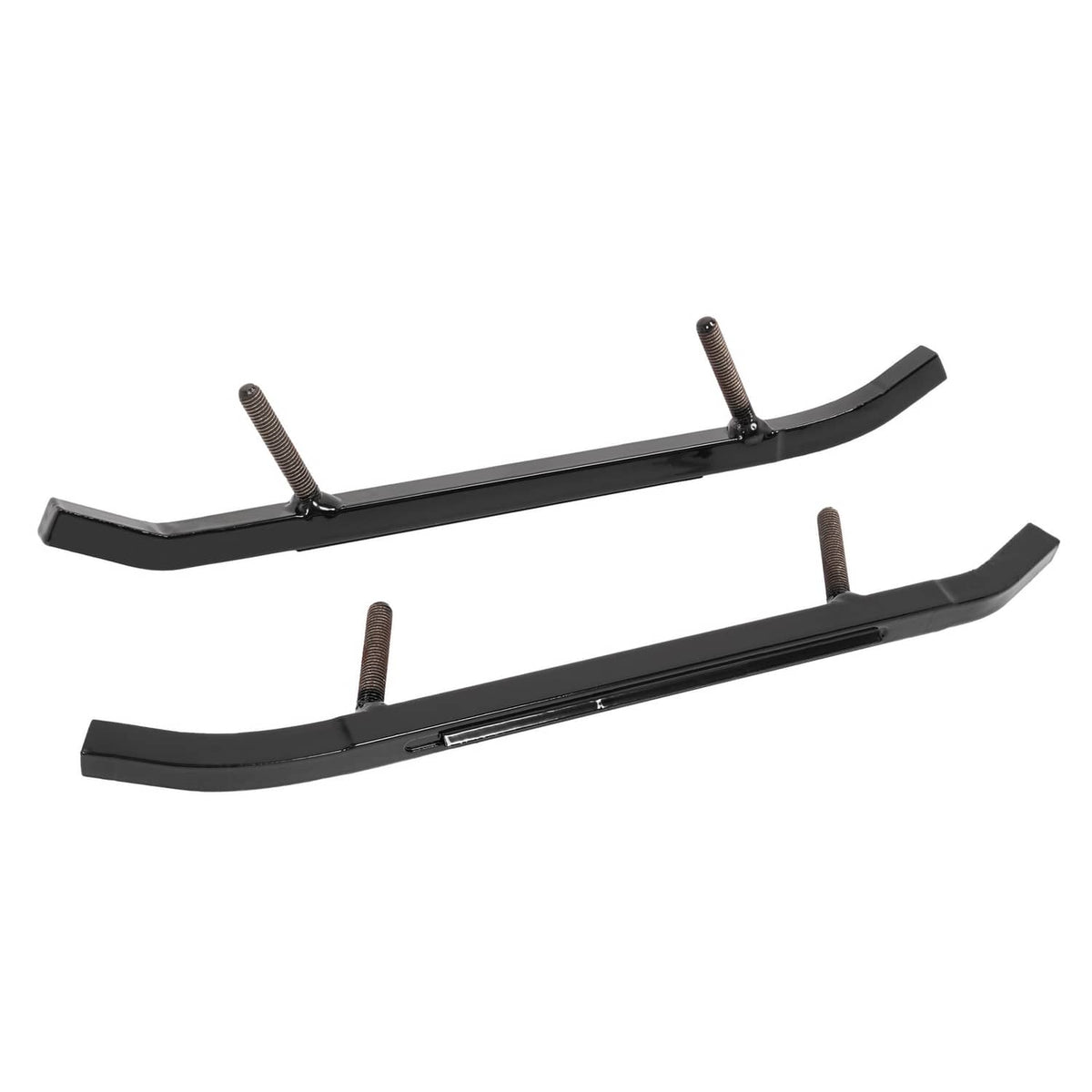 Black ski wear bars with raised center mount and threaded studs