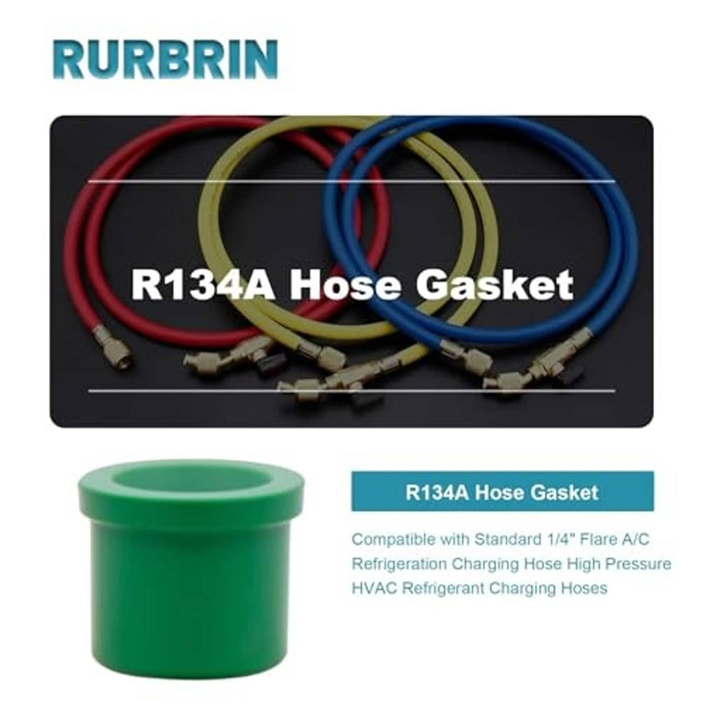 Green rubber hose gasket set for R134A, with sample gasket and hose fittings