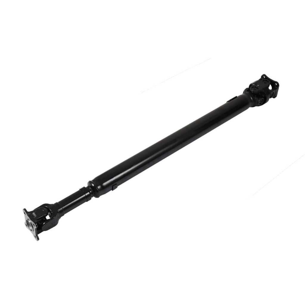 Rear drive shaft assembly black tube with flange yoke end, diagonal view