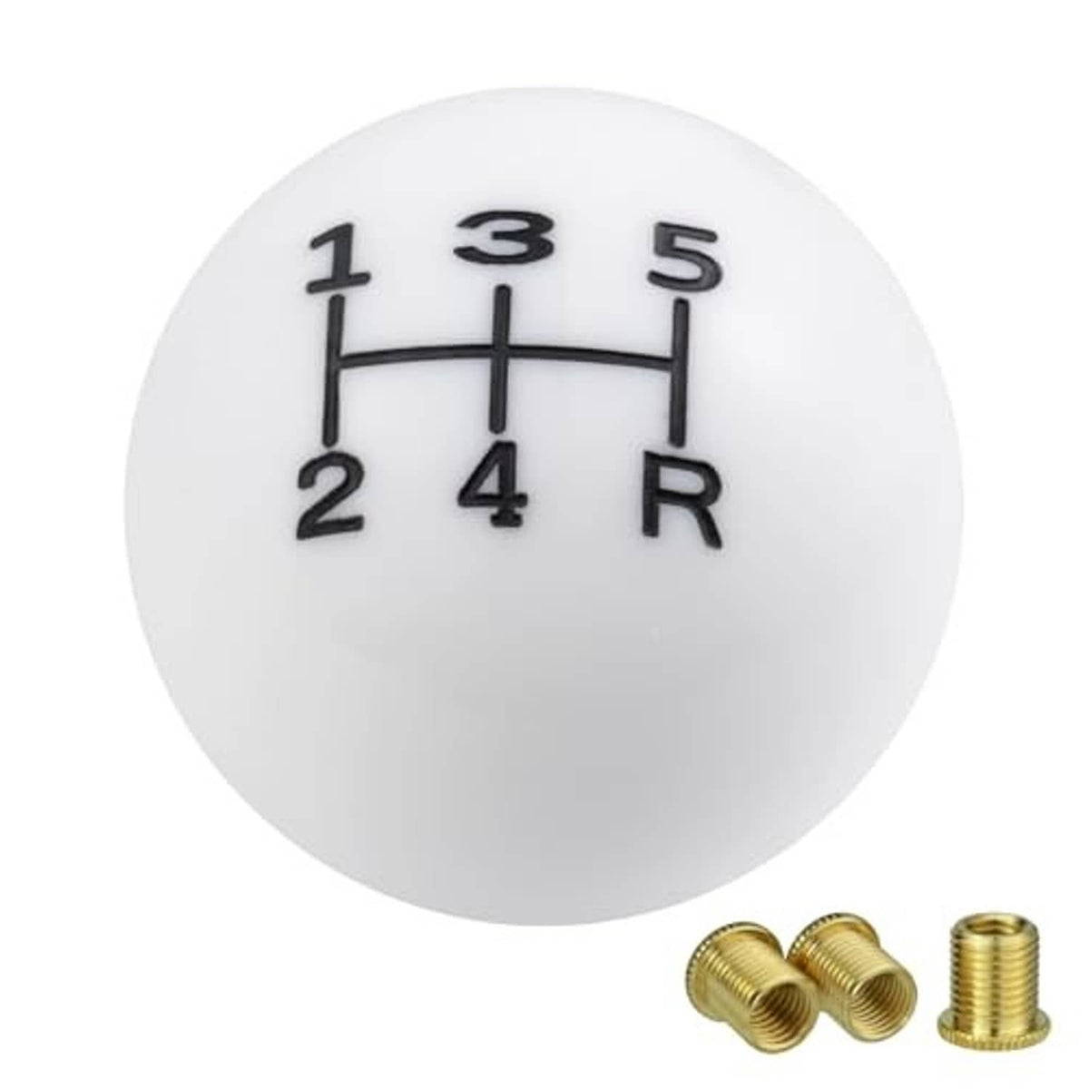 White round shift knob with brass threaded hole and included screw set