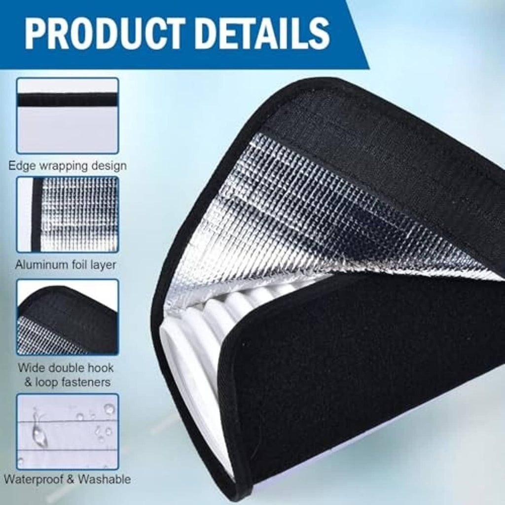 AC hose insulation sleeve detail: black outer fabric with reflective foil lining