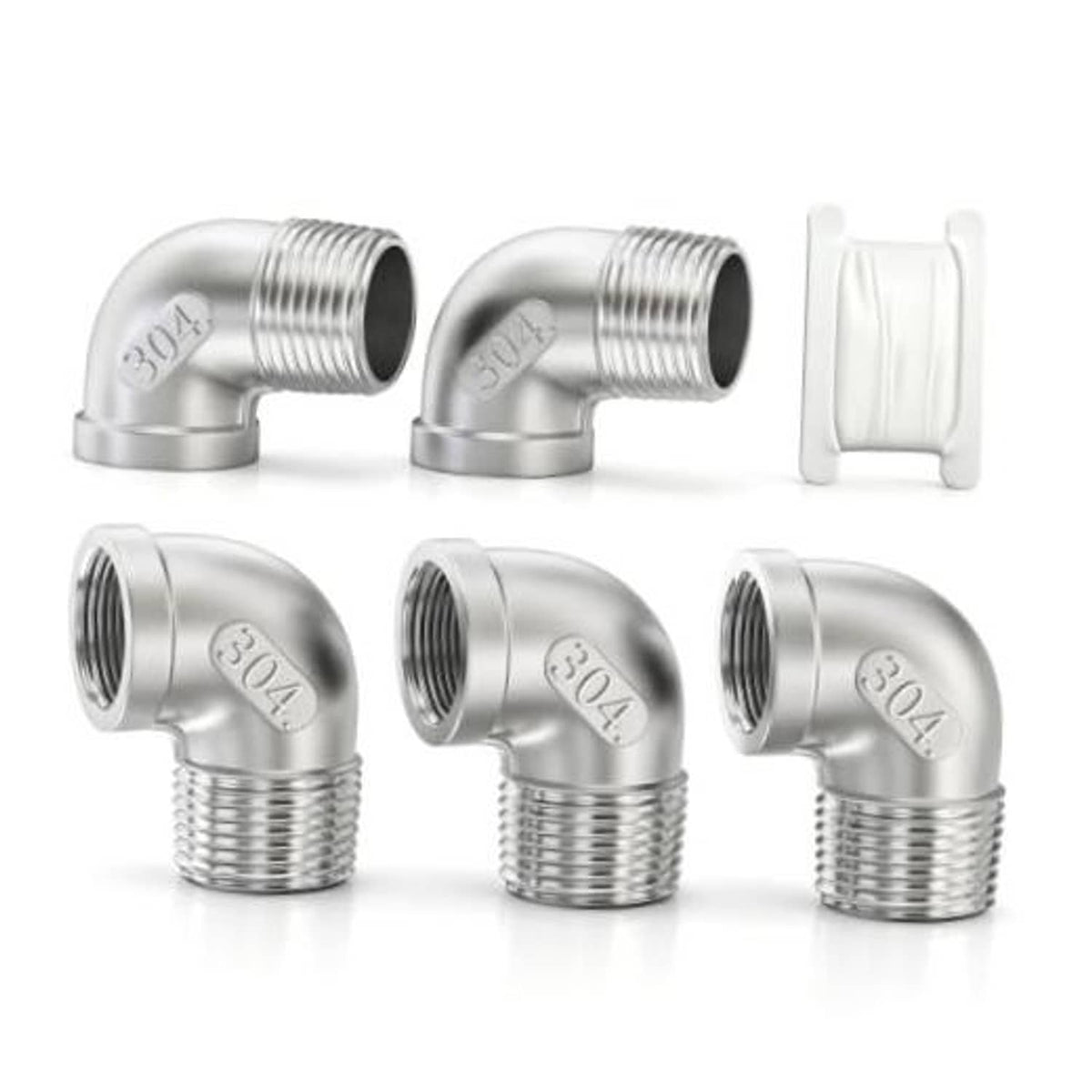 304 stainless steel 90-degree elbow pipe fitting, 1 in NPT male to FNPT female