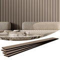 Wood slat acoustic panel, vertical dark and silver stripes, 4-pack style