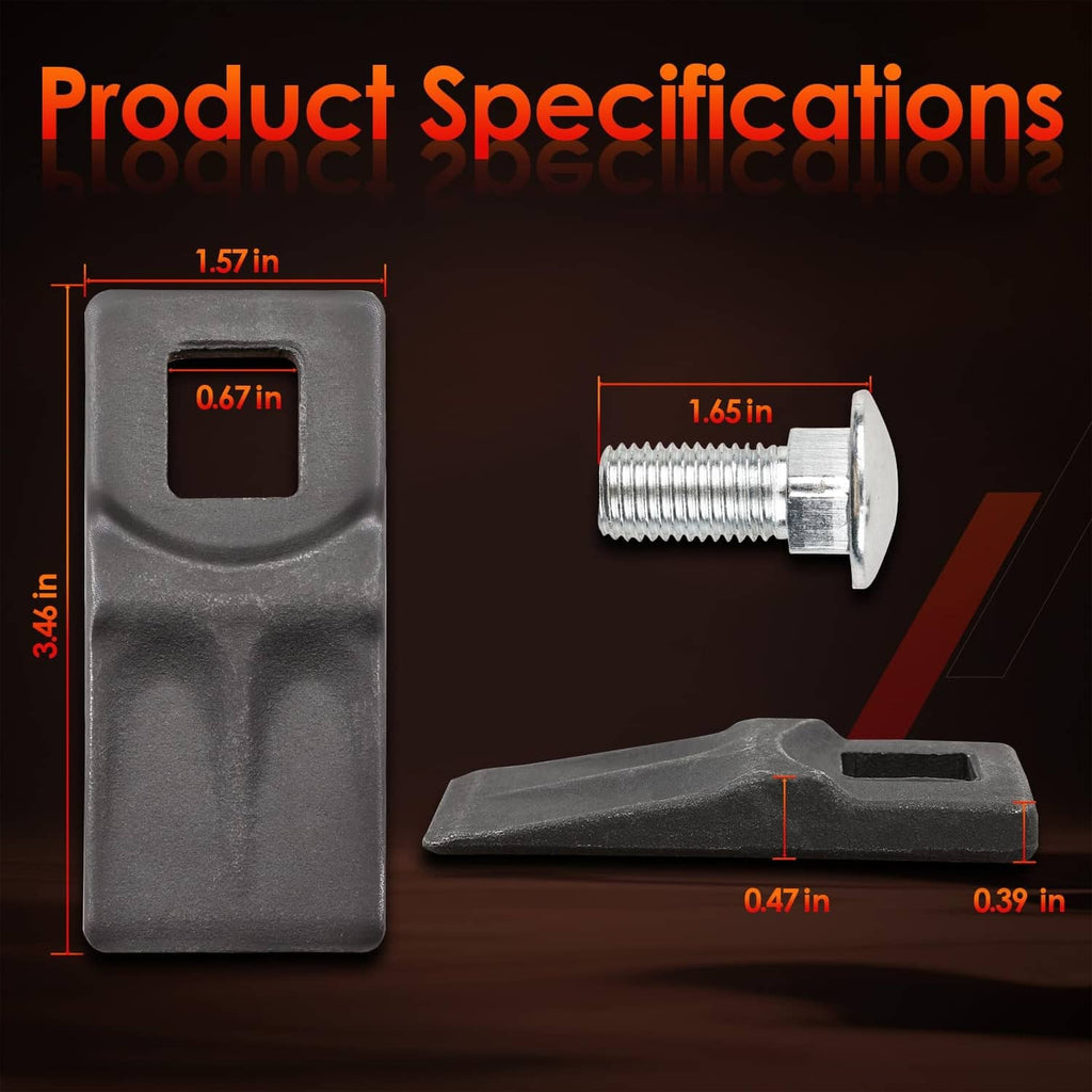 Auger cutting tooth edge with bolt and nut, square mounting opening