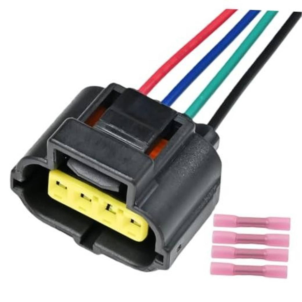 Throttle sensor connector pigtail with yellow 4-pin plug and multicolor wire leads