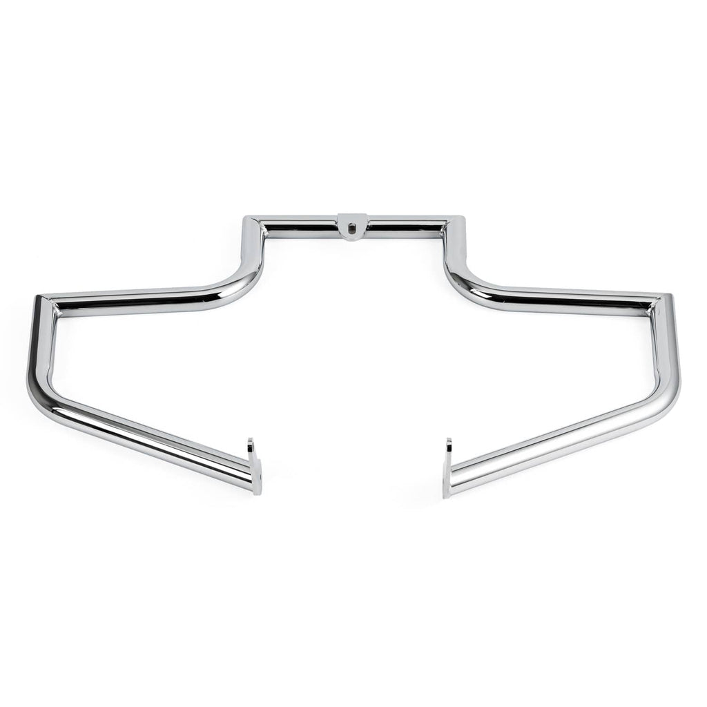 Chrome highway engine guard crash bar, protective U-shaped frame with mounting tabs