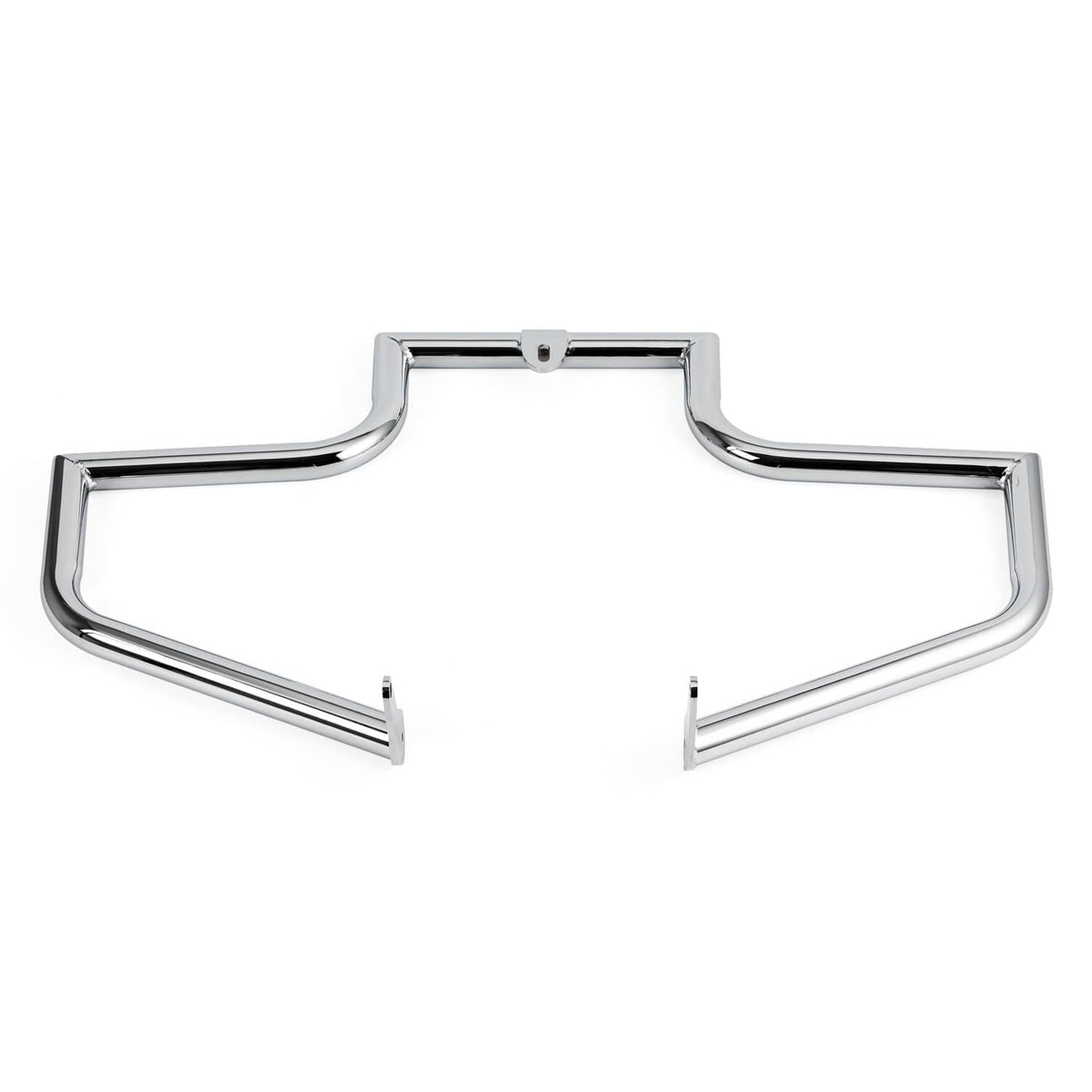 Chrome highway engine guard crash bar, protective U-shaped frame with mounting tabs