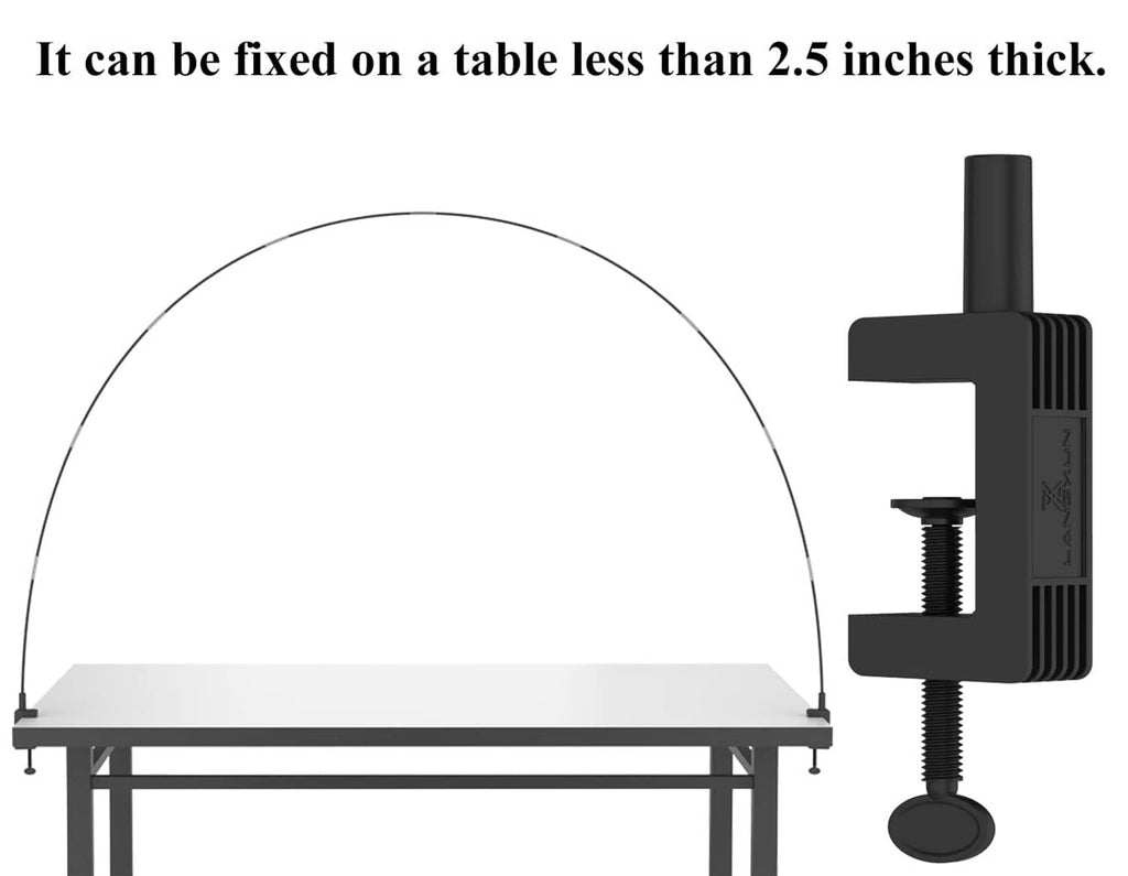 Black table balloon arch frame with arched top and sturdy clamp for tabletop use