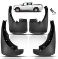 Set of black front and rear mud flaps with mounting brackets and holes