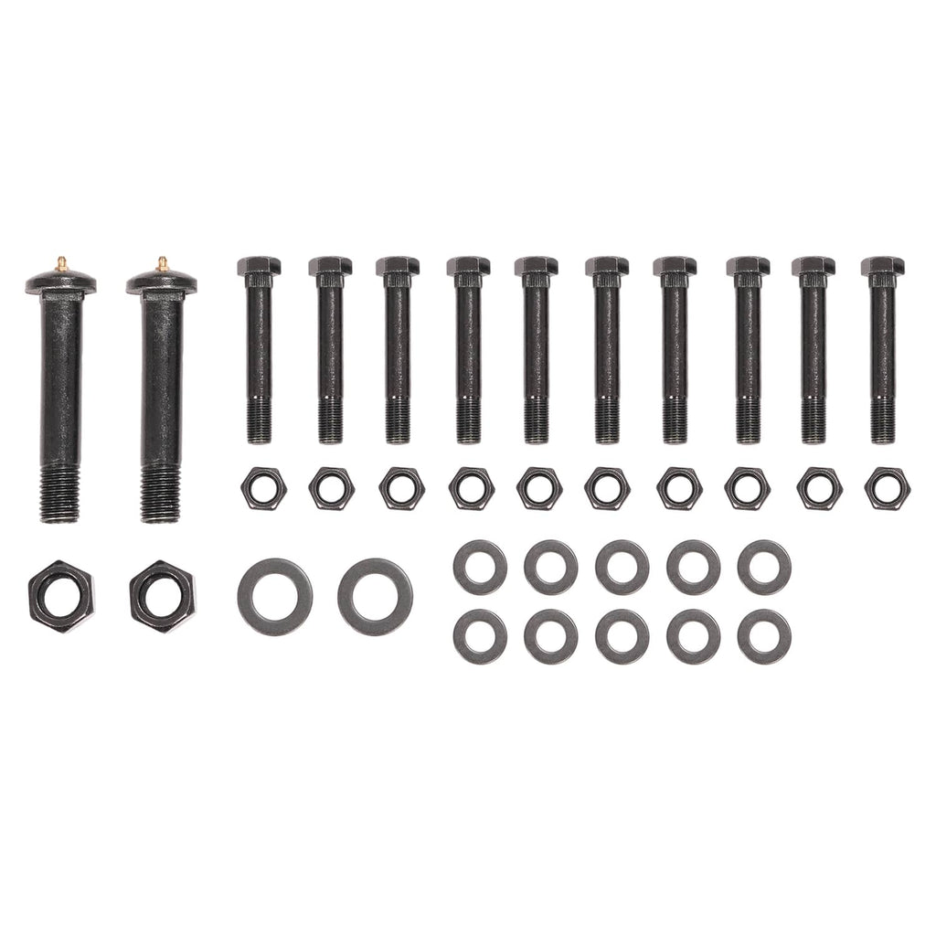 Spring hanger kit hardware: black pins, bolts, nuts, and washers set