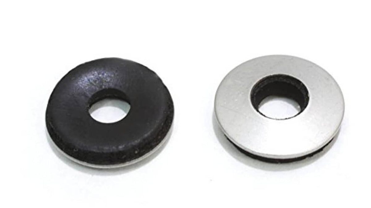 Stainless steel EPDM washers, black rubber and silver metal, round center hole