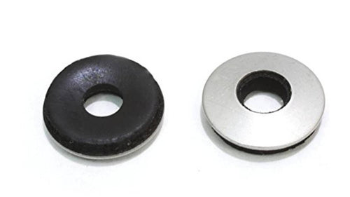 Stainless steel EPDM washers, black rubber and silver metal, round center hole