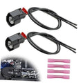 Wheel speed sensor wiring harness with two black pigtail connectors, red tabs, and leads