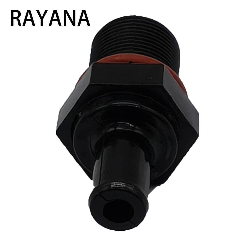 PCV valve, black threaded top with brown seal band and inlet nozzle