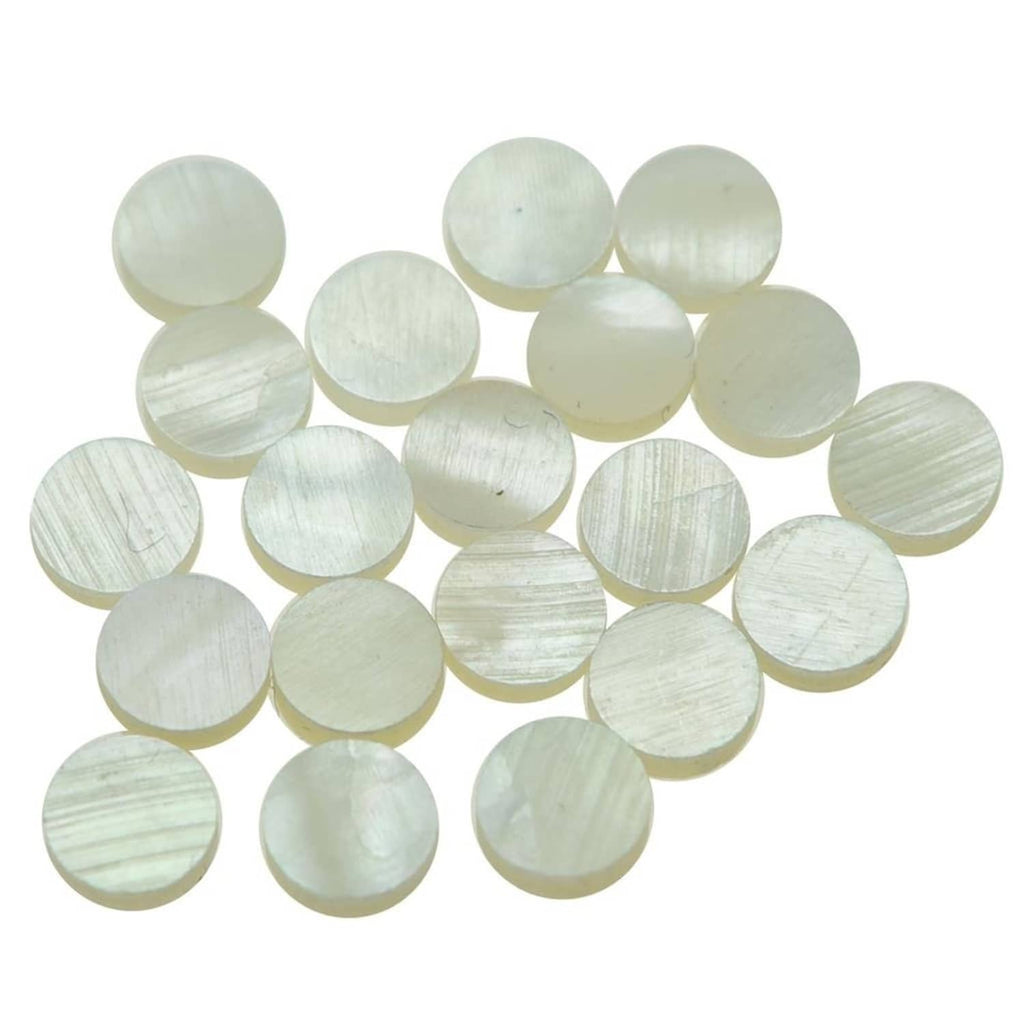 Mother-of-pearl inlay dots, round discs, natural ivory finish (20 pcs)