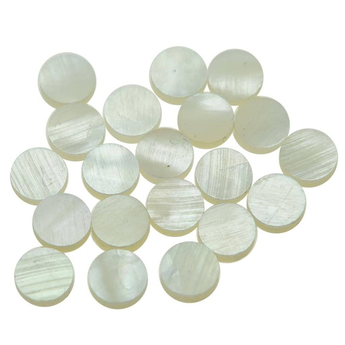 Mother-of-pearl inlay dots, round discs, natural ivory finish (20 pcs)