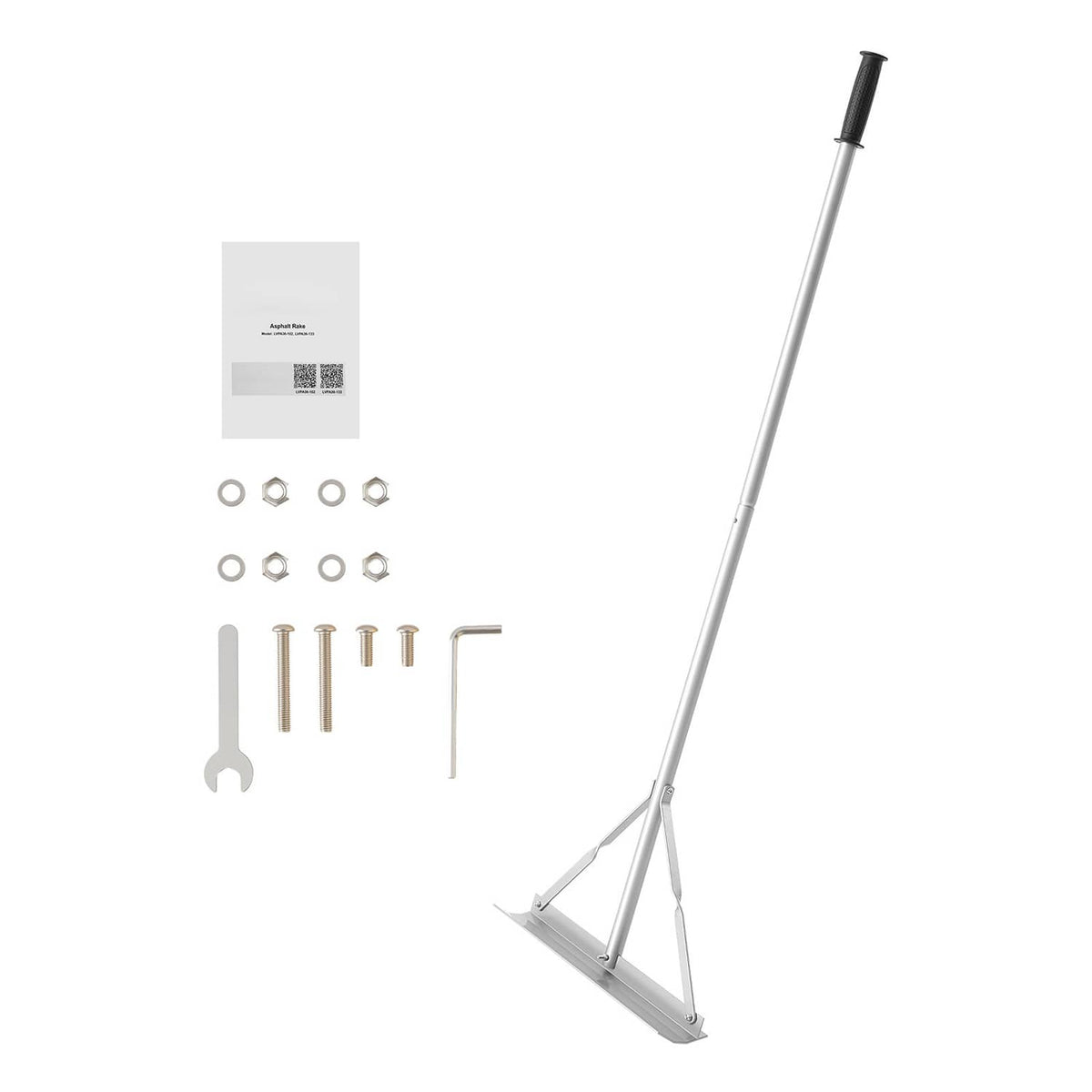 Aluminum landscape rake with 20-inch leveling head and long handle