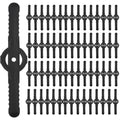 Black string trimmer head blades and mounting loops, 60-piece set