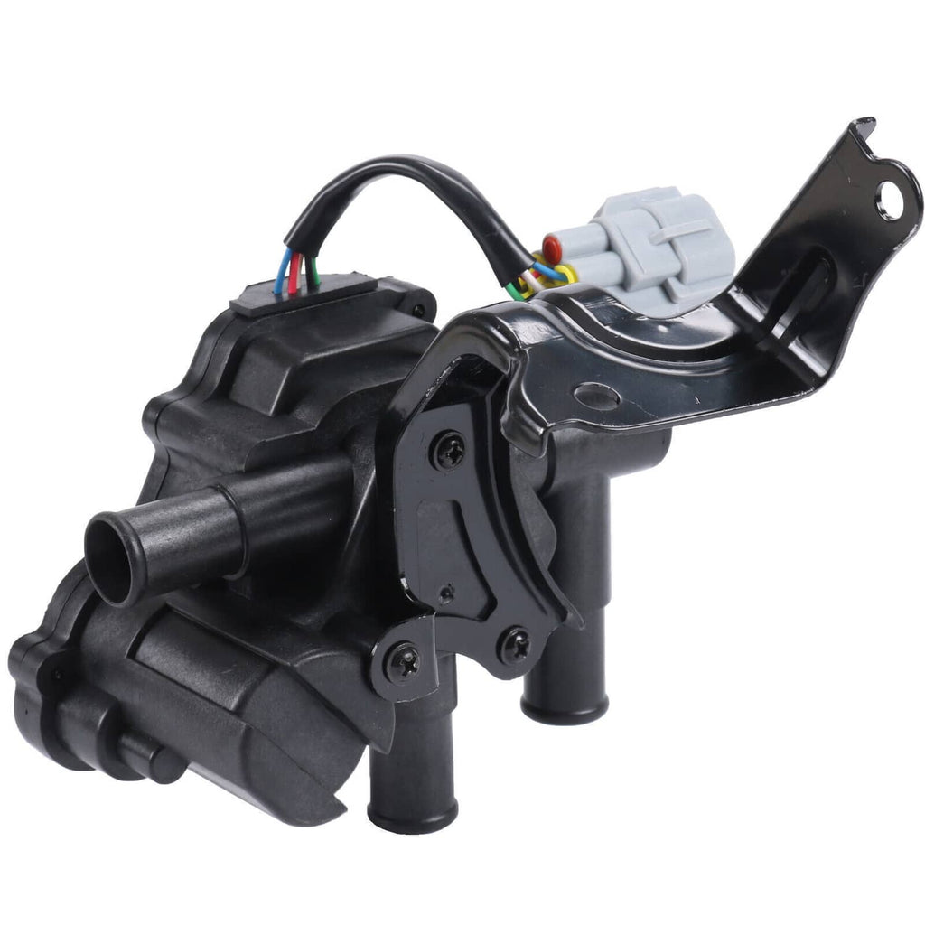 Heater coolant control valve with black housing, hose ports, and electrical connector.