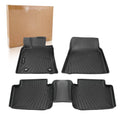 Set of black TPE all-weather floor mat liners with raised channel pattern