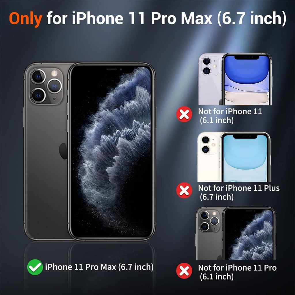 Black phone case with circular magnet ring, shown from front and back