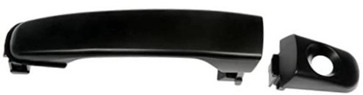 Black front exterior door handle with keyhole opening and mounting clip