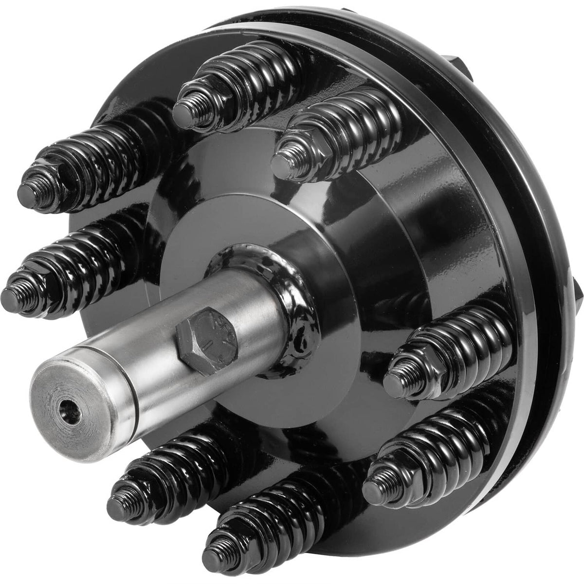PTO slip clutch with black round housing, silver axle, and coil spring set