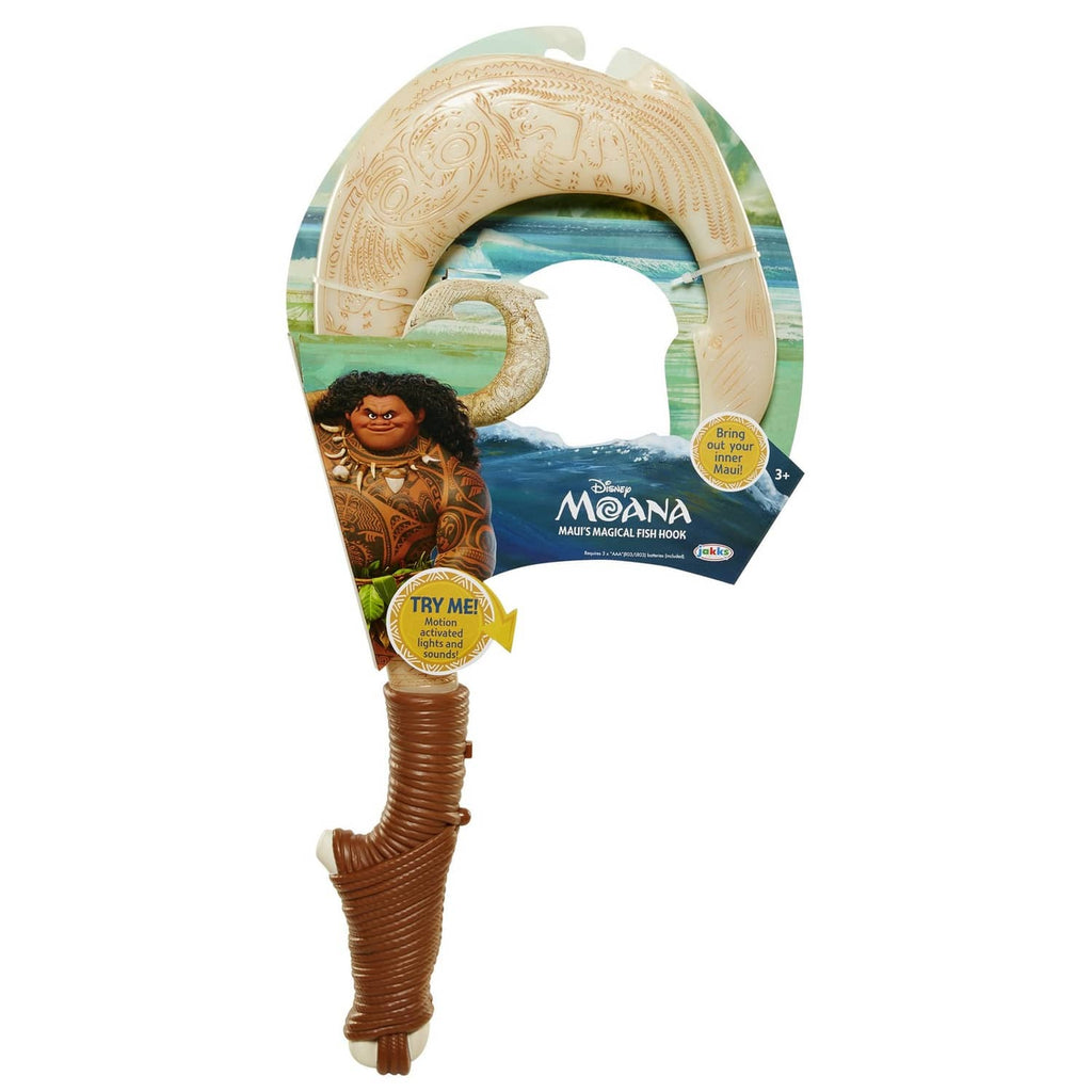 Magical fish hook toy in retail box, motion-activated lights feature