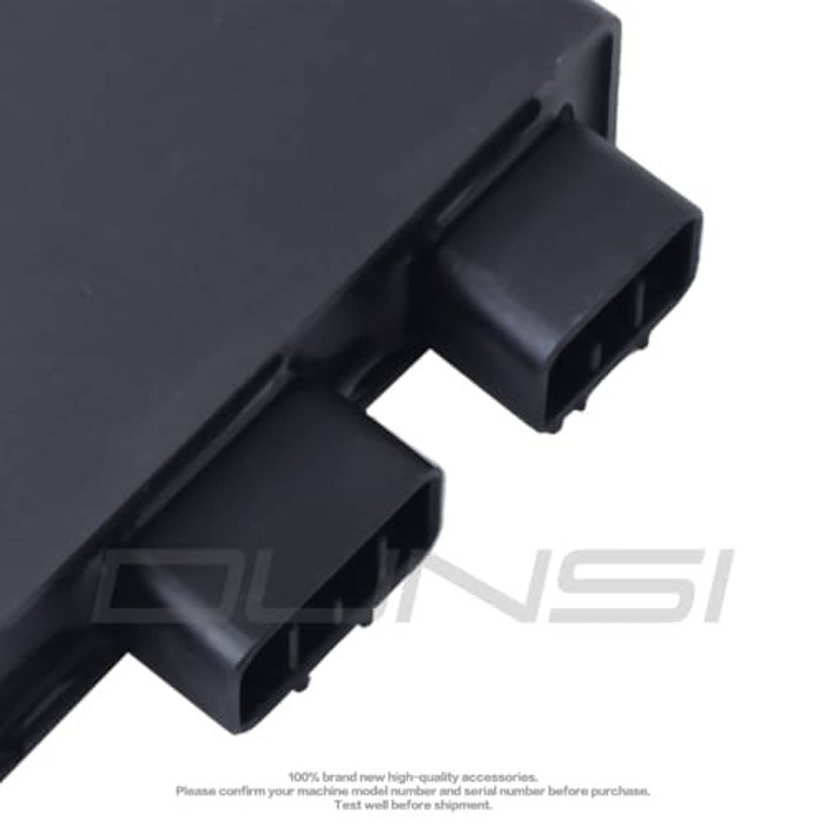 CDI ignition control module close-up of two black connector openings