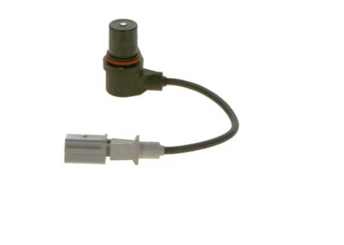 Crankshaft position sensor with black cable, olive sensor and inline gray connector