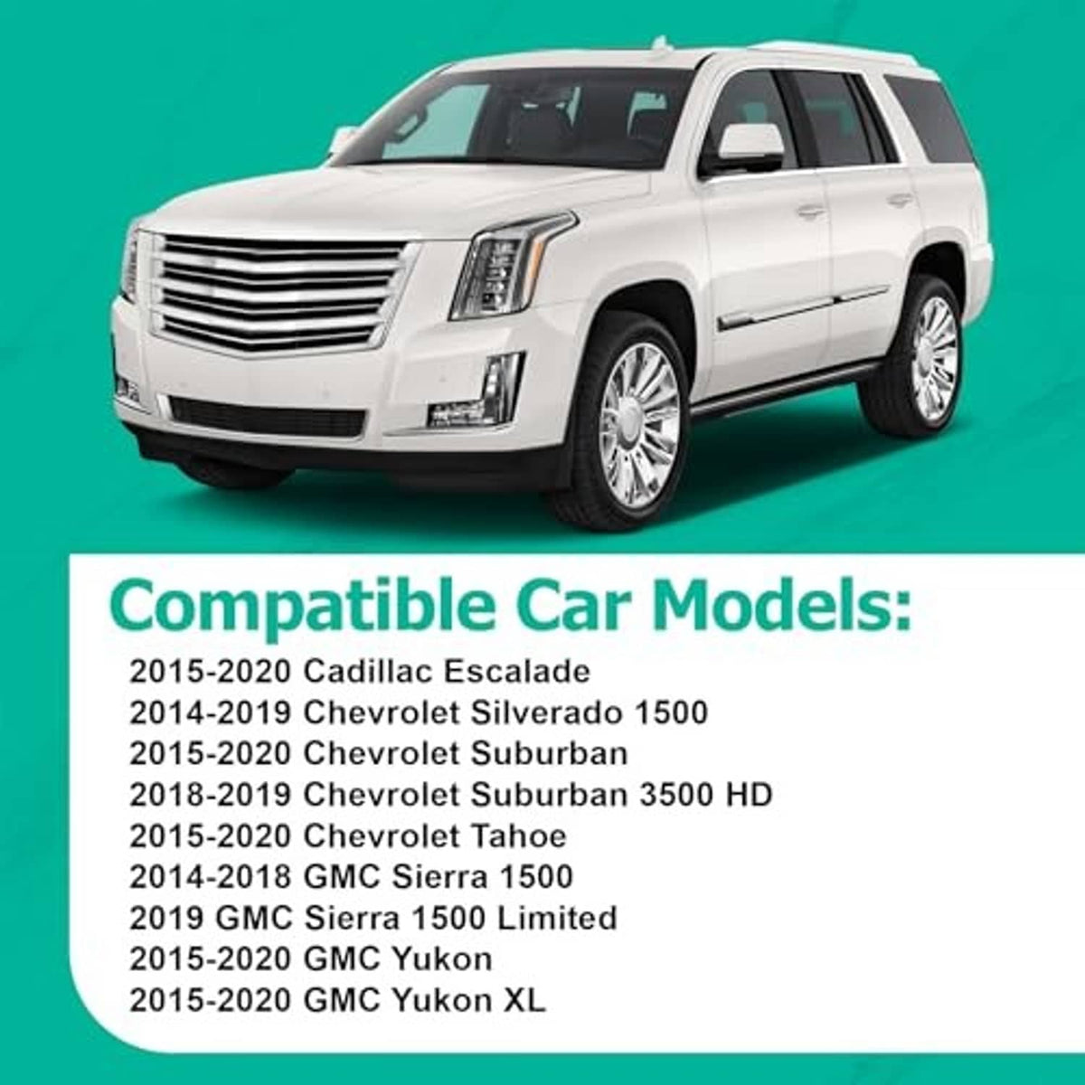 White SUV shown on a vehicle compatibility graphic